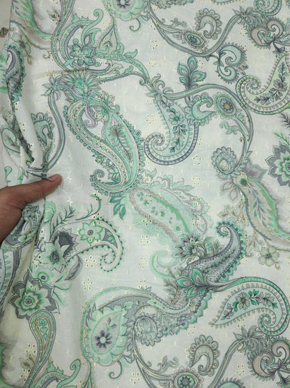 Turqoise Amoebic Cotton Hokoba Printed Fabric Suit Set