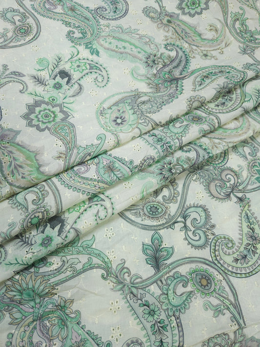 Blue Amebic Cotton Hokoba Printed Fabric 44 Inch Width