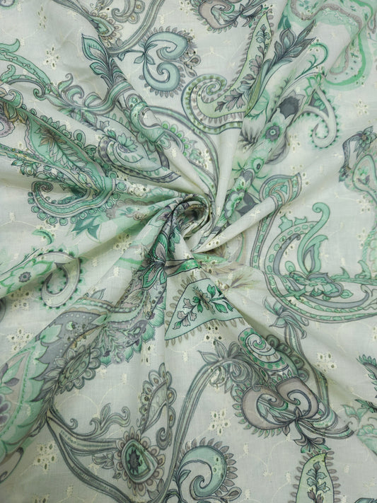 Blue Amebic Cotton Hokoba Printed Fabric 44 Inch Width