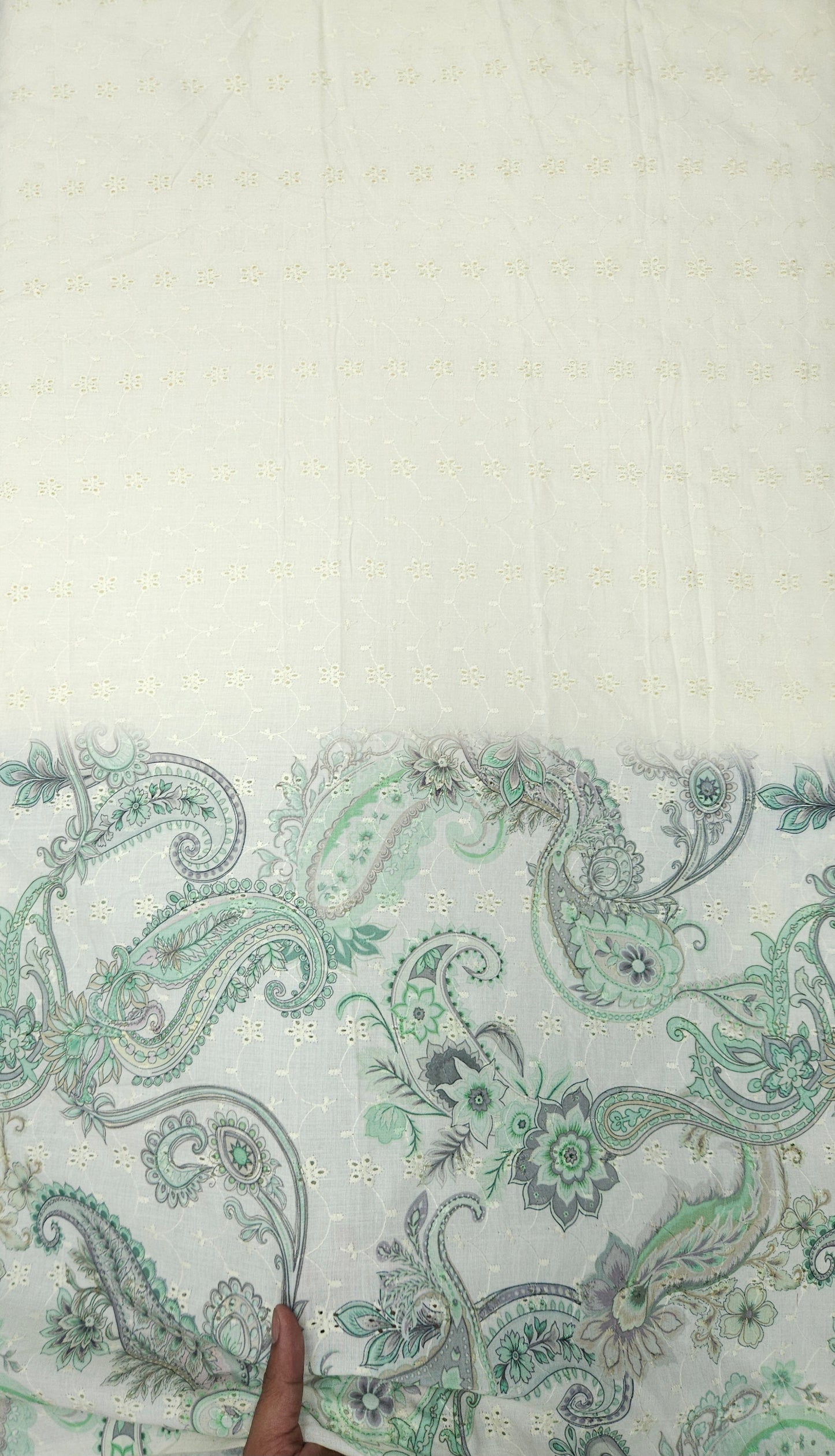Turqoise Amoebic Cotton Hokoba Printed Fabric Suit Set