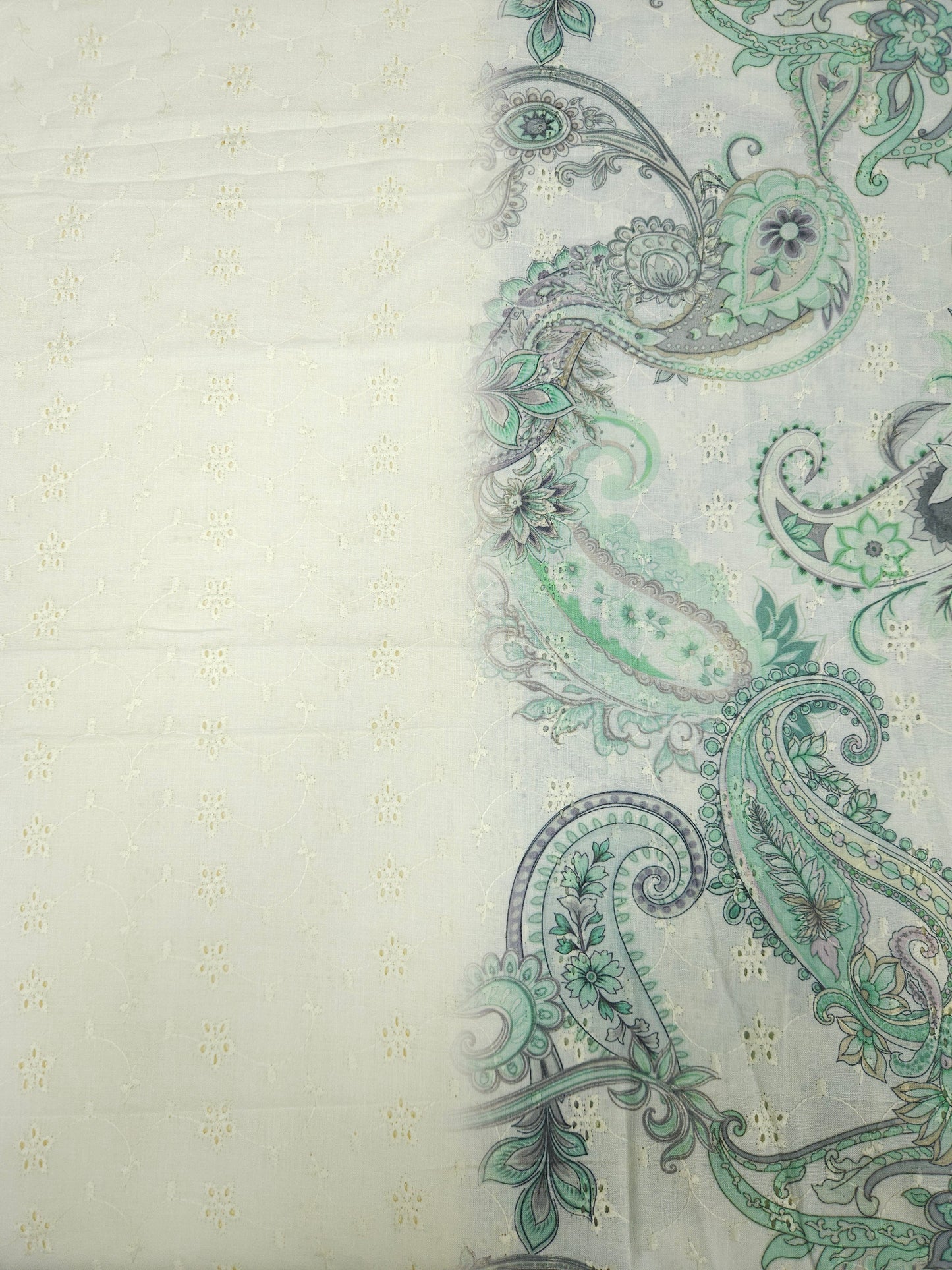 Turqoise Amoebic Cotton Hokoba Printed Fabric Suit Set