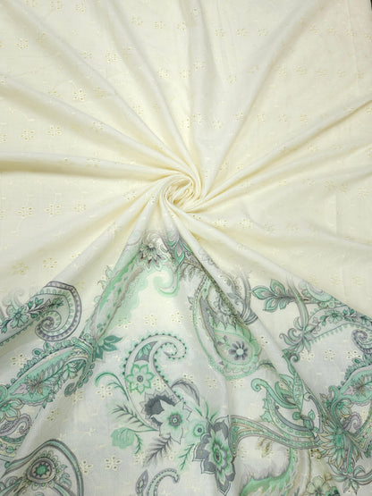 Turqoise Amoebic Cotton Hokoba Printed Fabric Suit Set