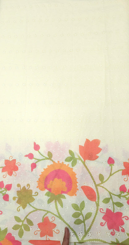 Peach & Fuchsia Pink Cotton Hokoba Printed Fabric Suit Set