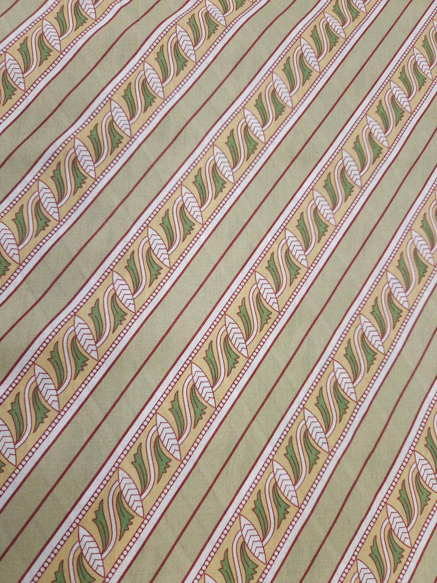 Designer Olive Green Cambric Cotton Kurta Bottom Suit Set | Floral & Stripe Print | 60 Inch Width