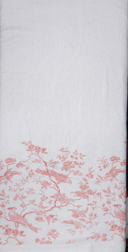 Natural Cotton Linen Bird Print Fabric | 44 Inch Width