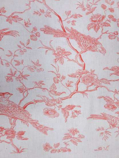 Natural Cotton Linen Bird Print Fabric | 44 Inch Width