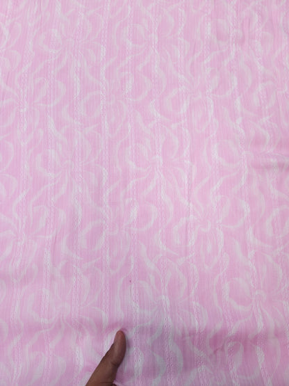 Baby Pink Cotton Self Print Fabric | 44 Inch Width