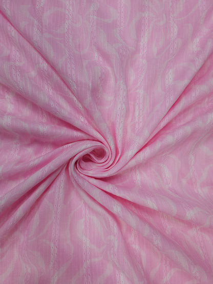 Baby Pink Cotton Self Print Fabric | 44 Inch Width