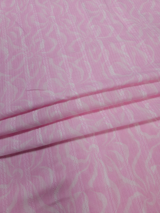 Baby Pink Cotton Self Print Fabric | 44 Inch Width