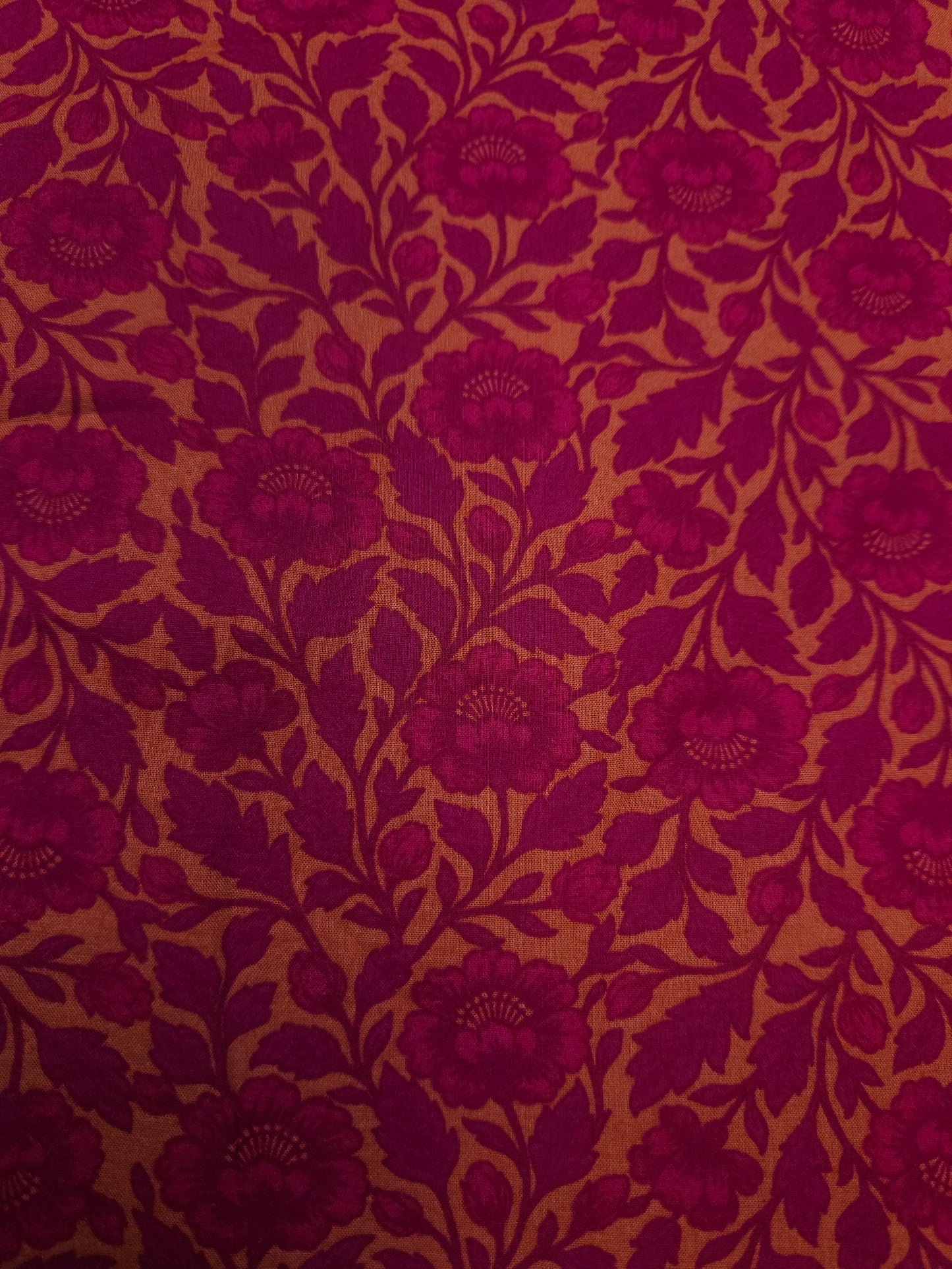 Red & Peach Floral Cotton Poplin Fabric | 60 Inch Width