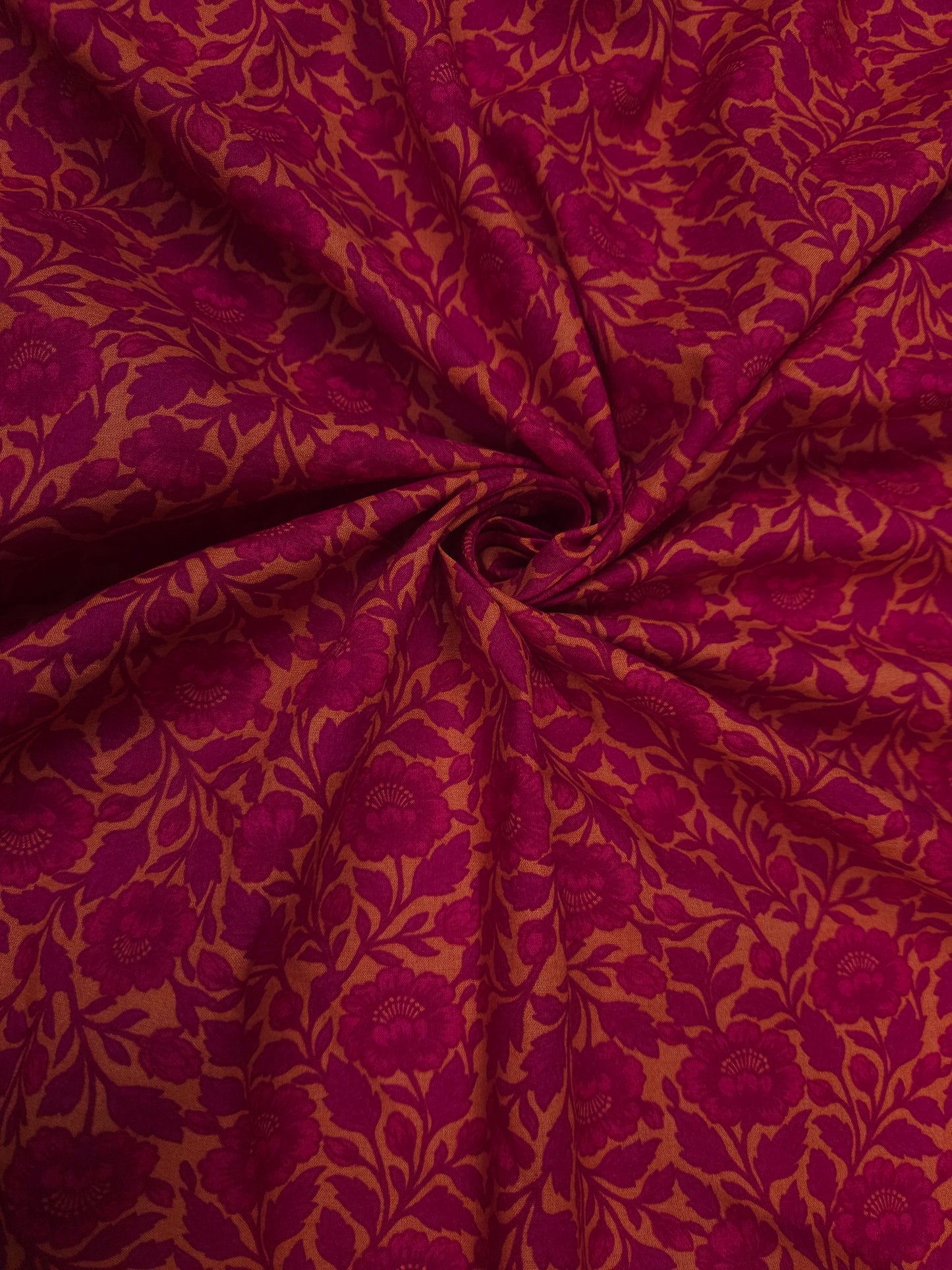 Red & Peach Floral Cotton Poplin Fabric | 60 Inch Width