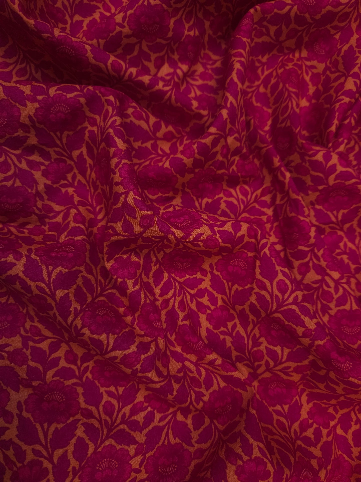 Red & Peach Floral Cotton Poplin Fabric | 60 Inch Width