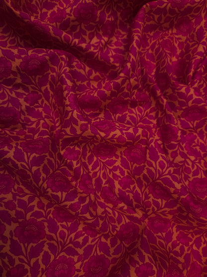 Red & Peach Floral Cotton Poplin Fabric | 60 Inch Width