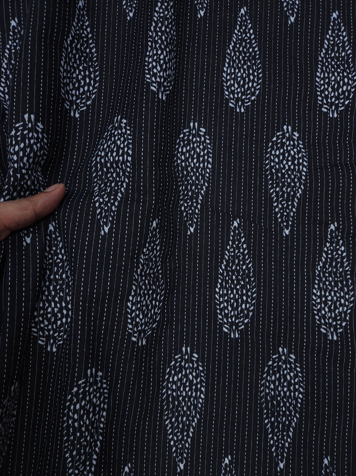 Black Floral Kantha Cambric Cotton