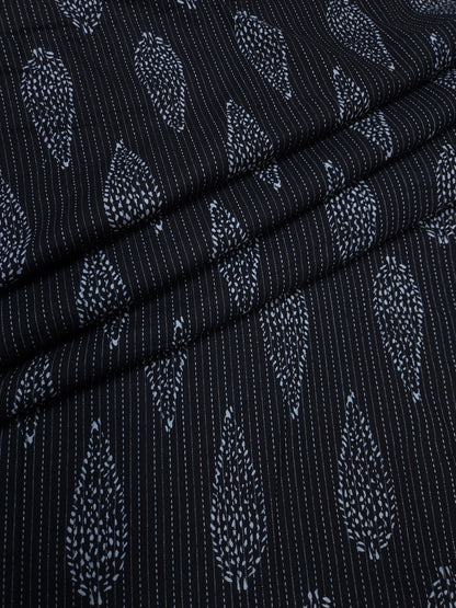 Black Floral Kantha Cambric Cotton