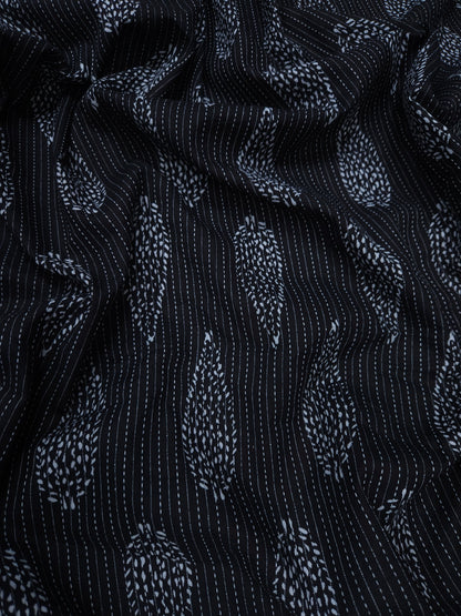 Black Floral Kantha Cambric Cotton
