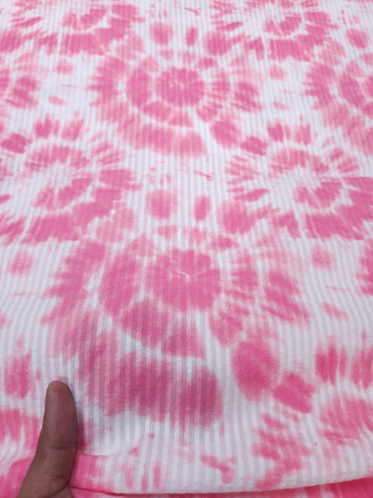 Pink Tie Dye Cotton Seersucker Fabric | 60 Inch Width