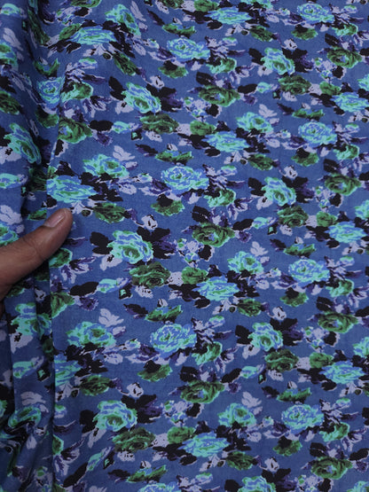 Blue Tulip Poplin Lycra Fabric