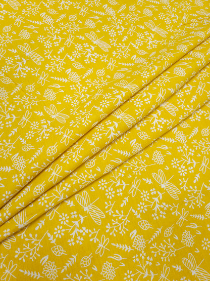 Yellow Cotton Floral Suit Set