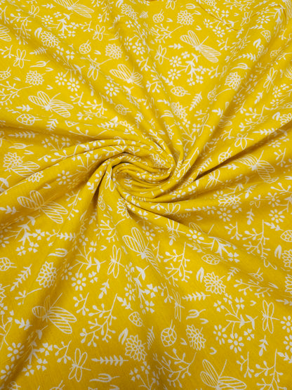 Yellow Cotton Floral Suit Set