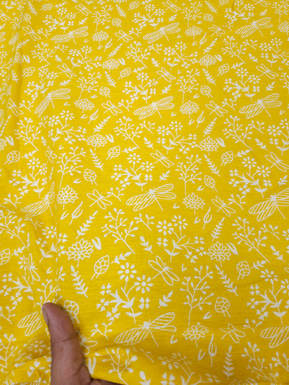 Yellow Cotton Floral Suit Set