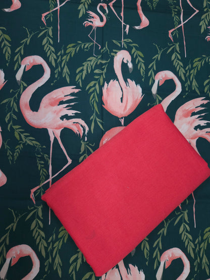 Premium Flamingo Print Rayon Suit Set