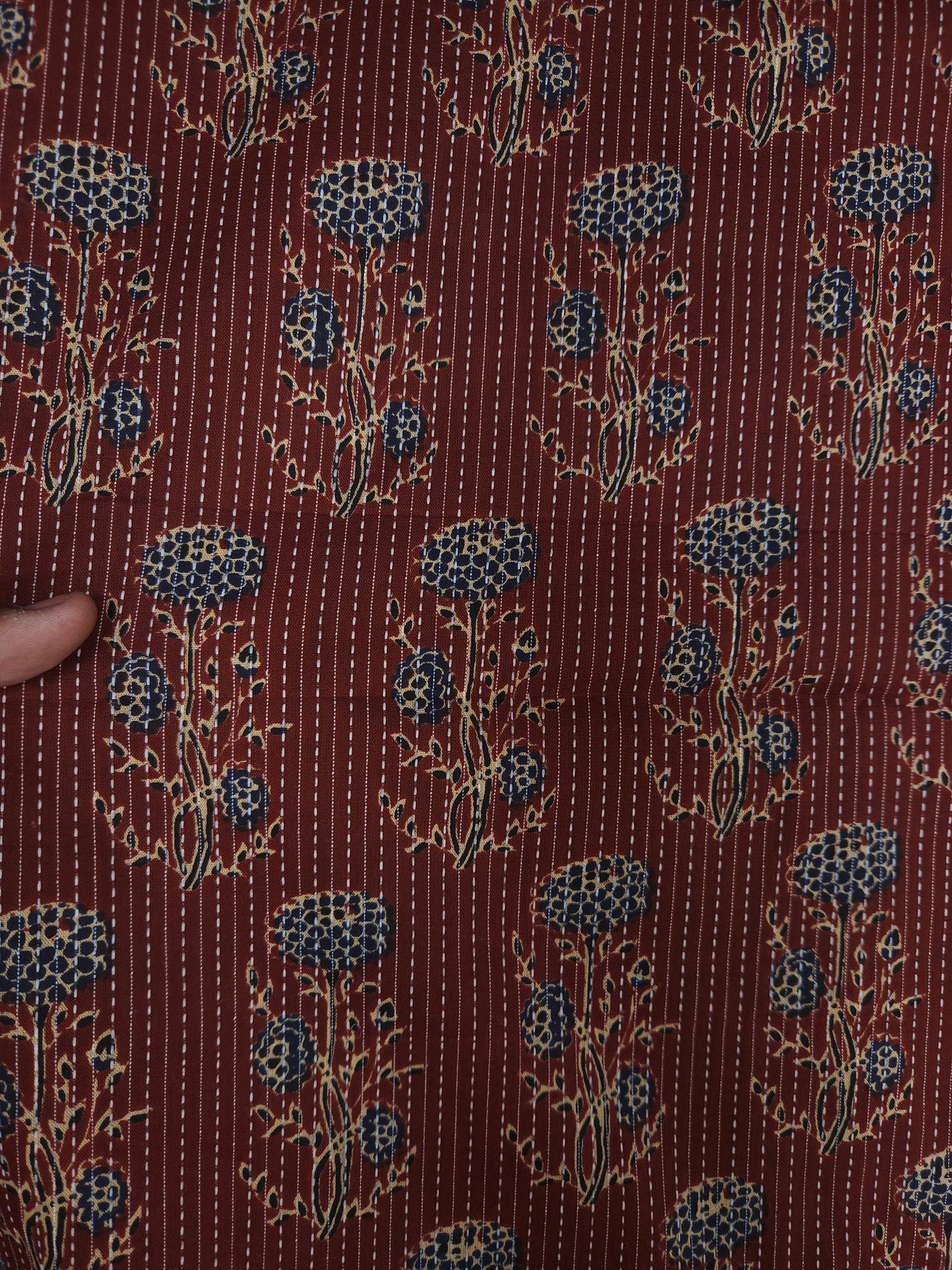 Rust Floral Buta Kantha Cambric Cotton