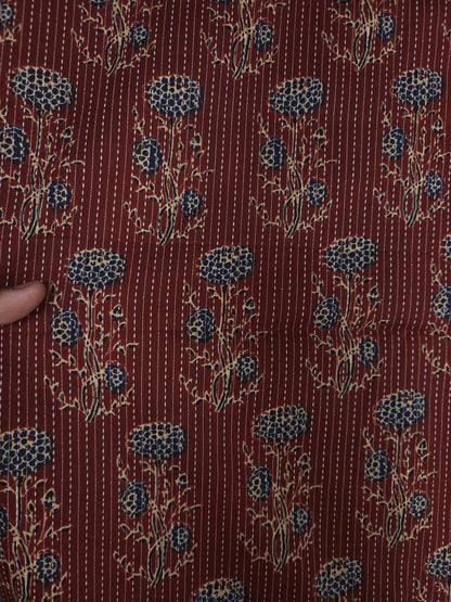 Rust Floral Buta Kantha Cambric Cotton