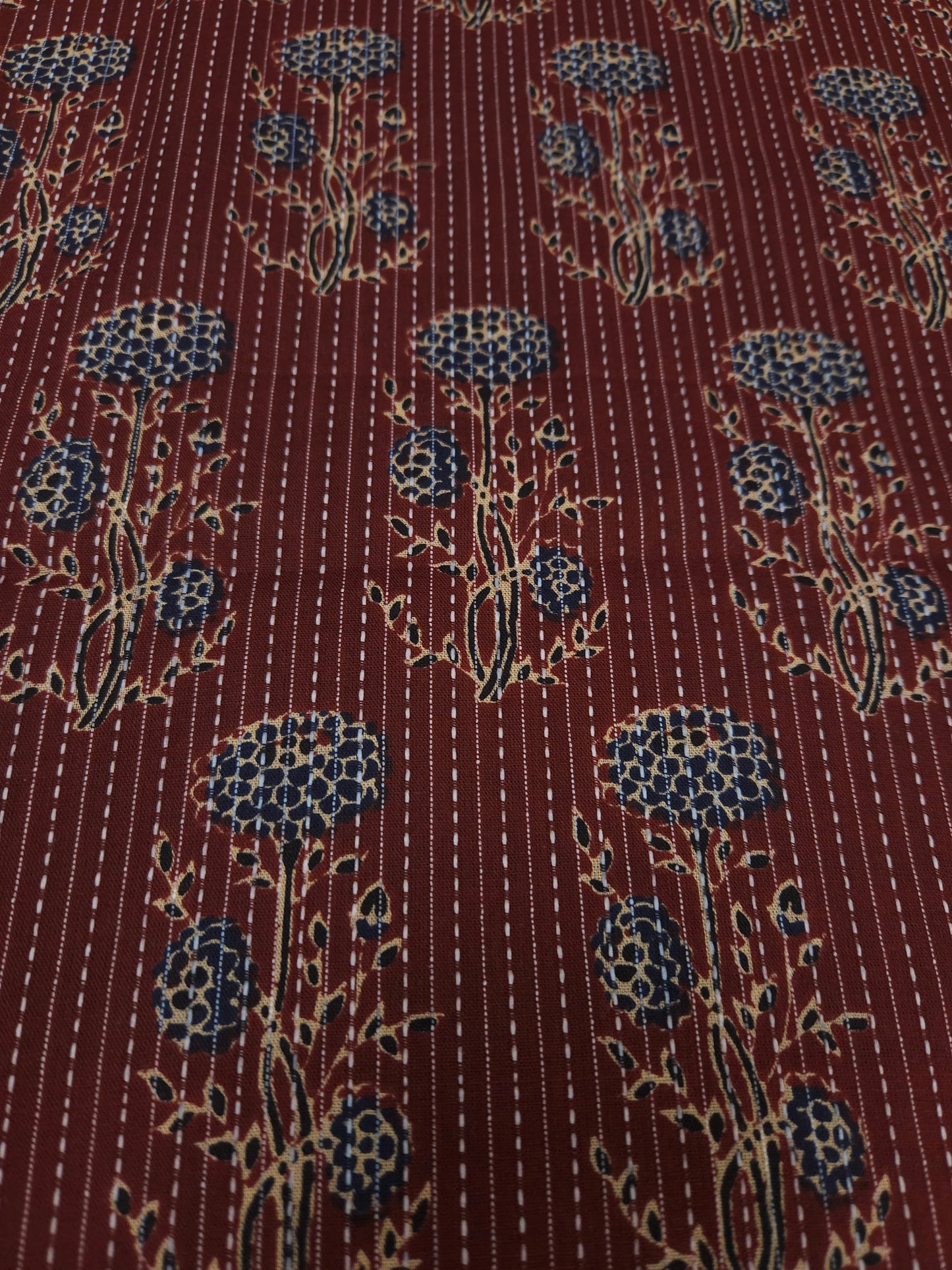 Rust Floral Buta Kantha Cambric Cotton