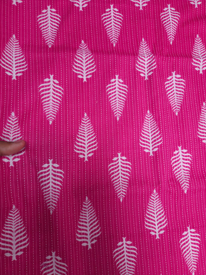 Rani Pink Kantha Work Cotton Suit