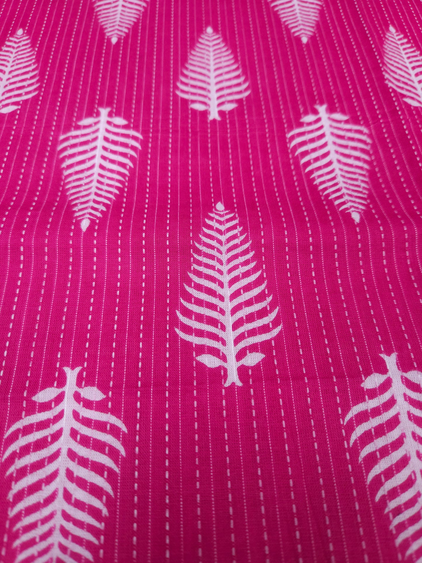 Rani Pink Kantha Work Cotton Suit