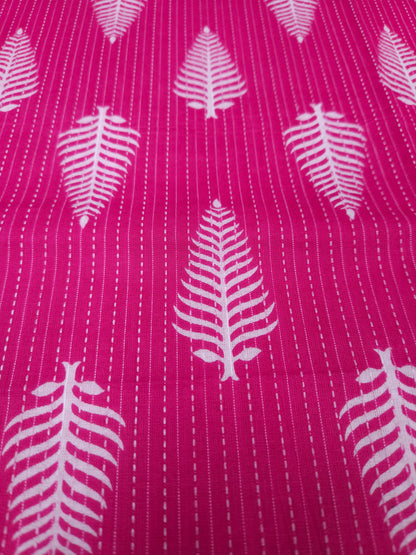 Rani Pink Kantha Work Cotton Suit