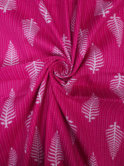Rani Pink Kantha Work Cotton Suit