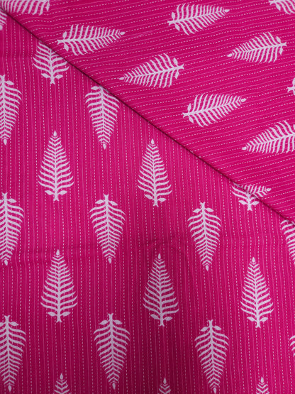 Rani Pink Kantha Work Cotton Suit