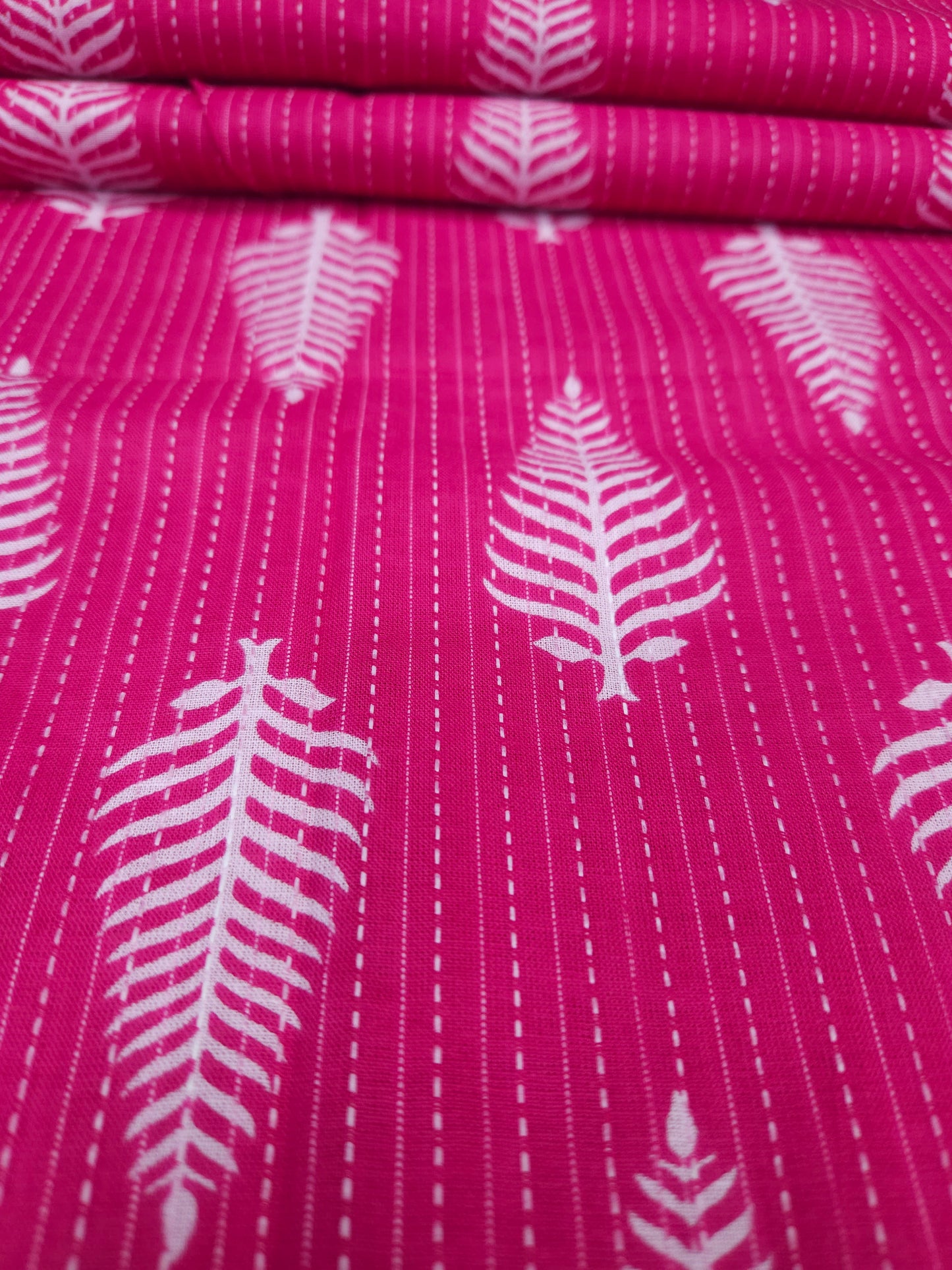 Rani Pink Kantha Work Cotton Suit