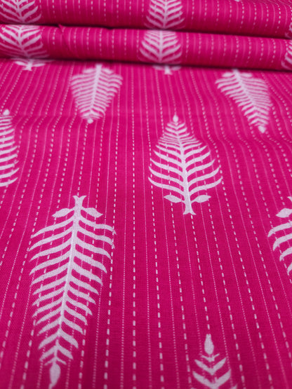 Rani Pink Kantha Work Cotton Suit