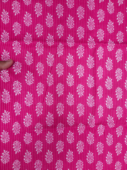 Rani Pink Kantha Work Cotton Suit