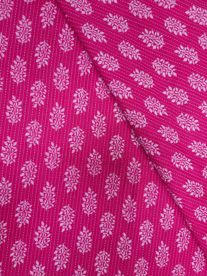 Rani Pink Kantha Work Cotton Suit