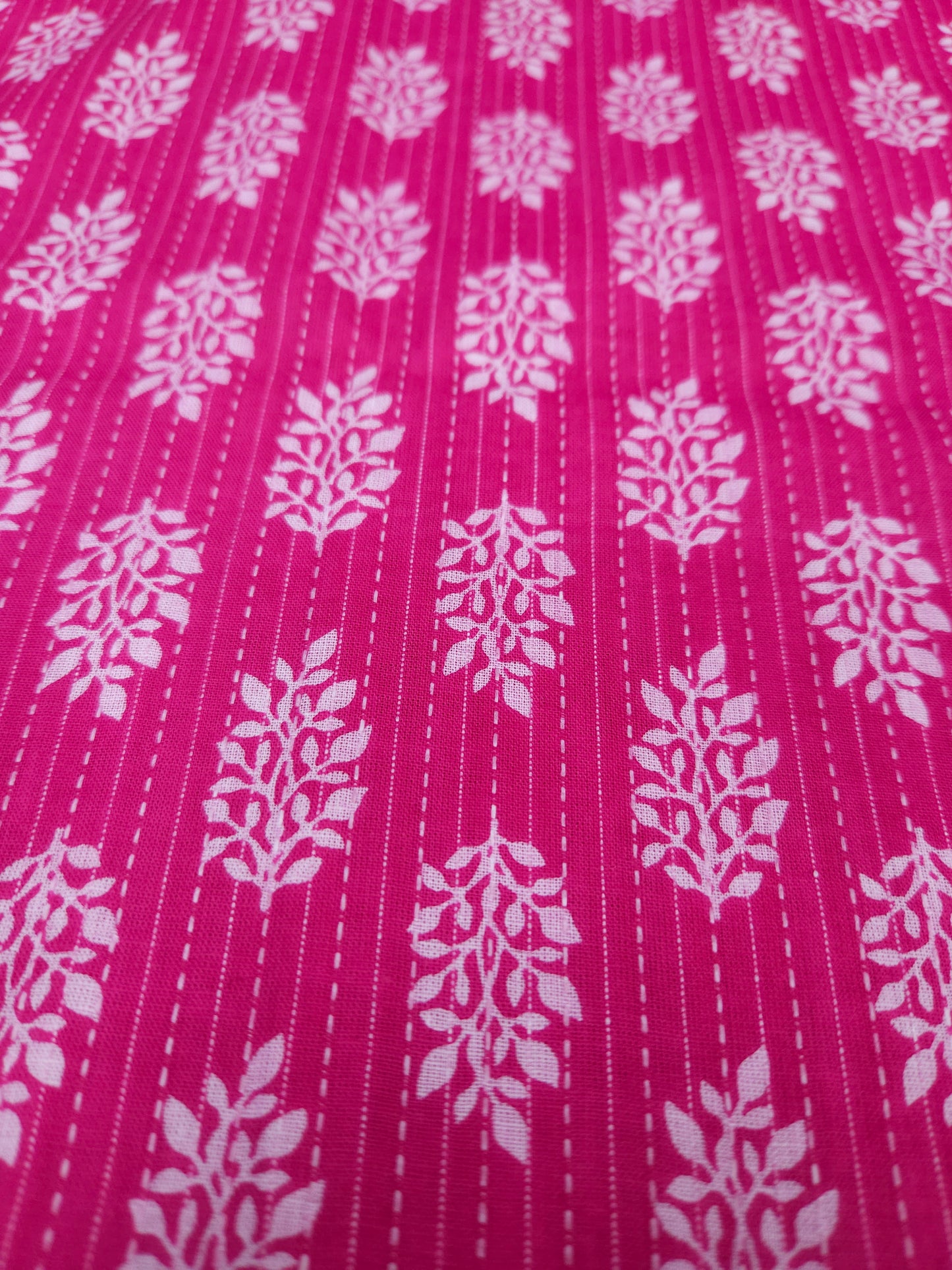 Rani Pink Kantha Work Cotton Suit