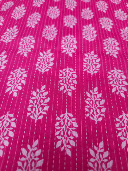 Rani Pink Kantha Work Cotton Suit