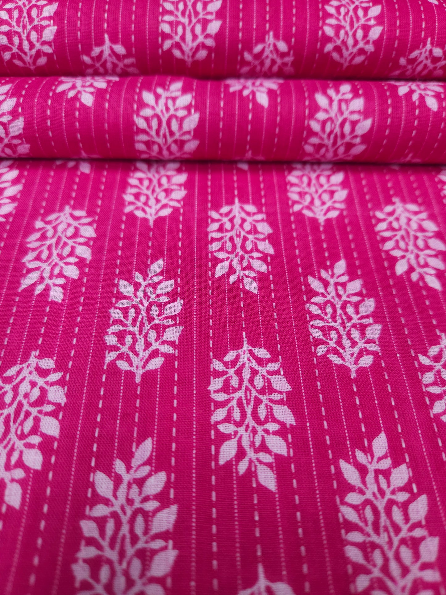 Rani Pink Kantha Work Cotton Suit
