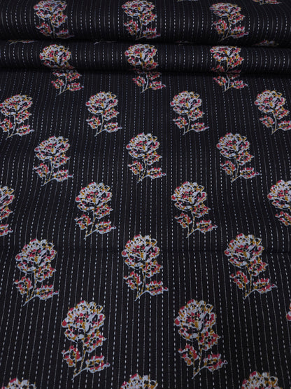 Midnight Floral Kantha Cotton Suit