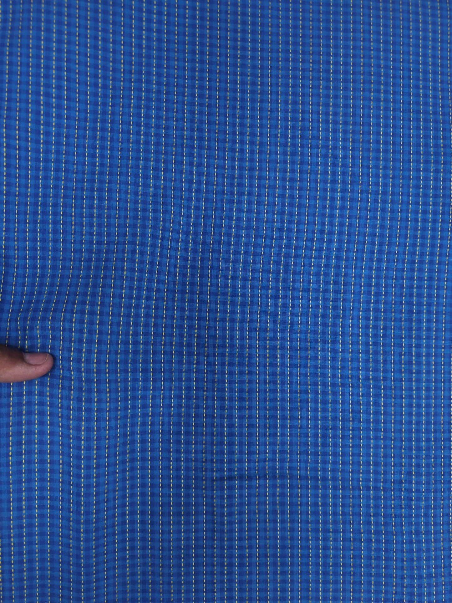 Sapphire Check Kantha Cambric Cotton
