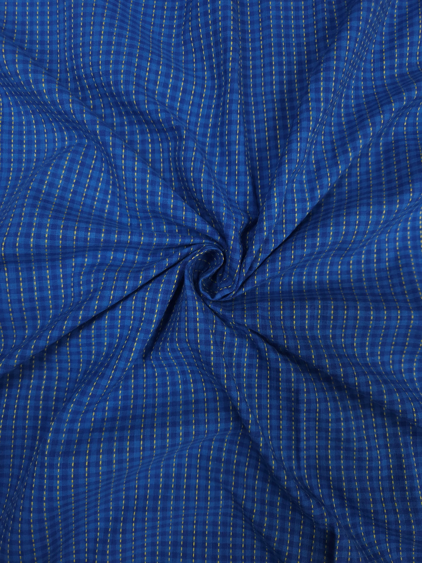 Sapphire Check Kantha Cambric Cotton