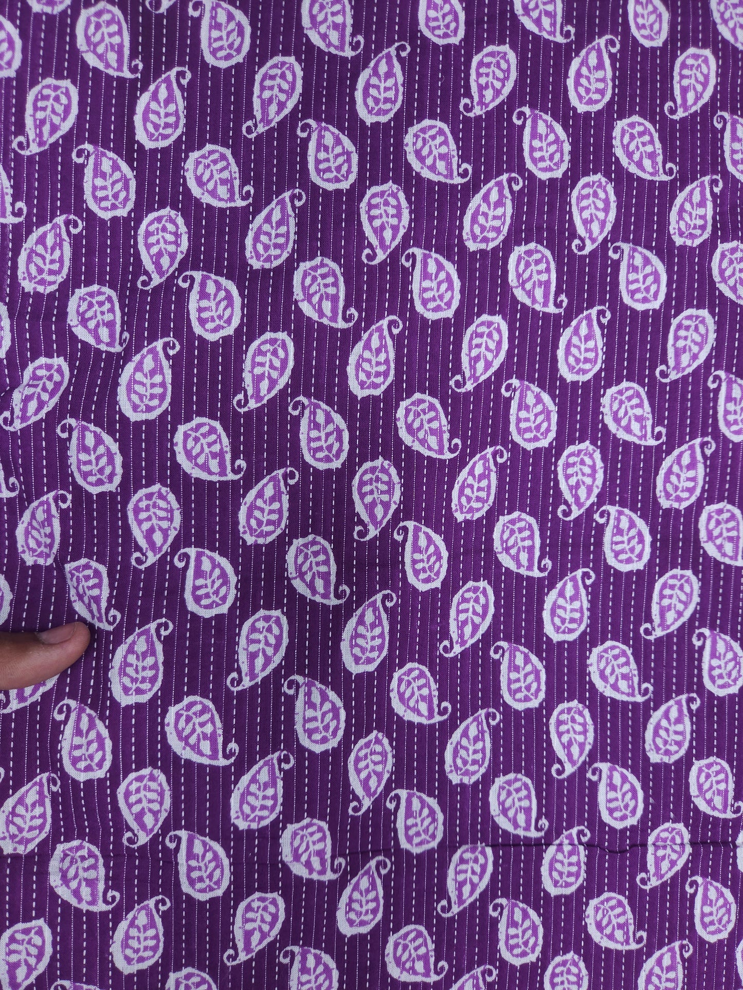 Royal Purple Paisley Kantha Cambric Cotton