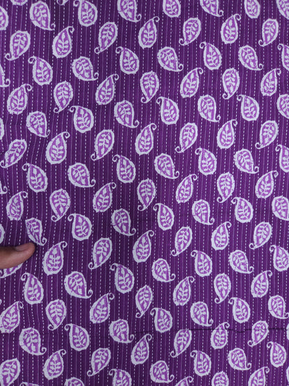 Royal Purple Paisley Kantha Cambric Cotton