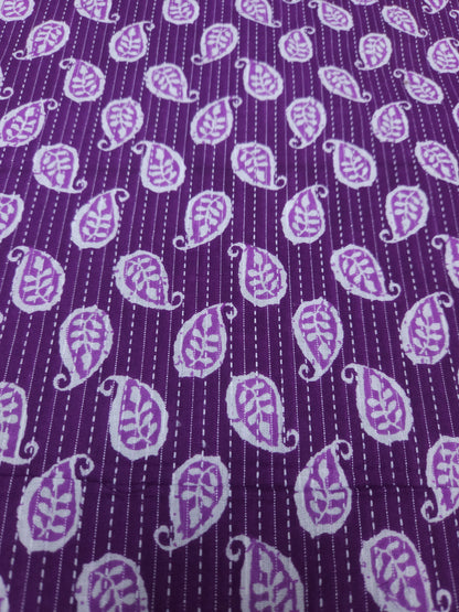 Royal Purple Paisley Kantha Cambric Cotton