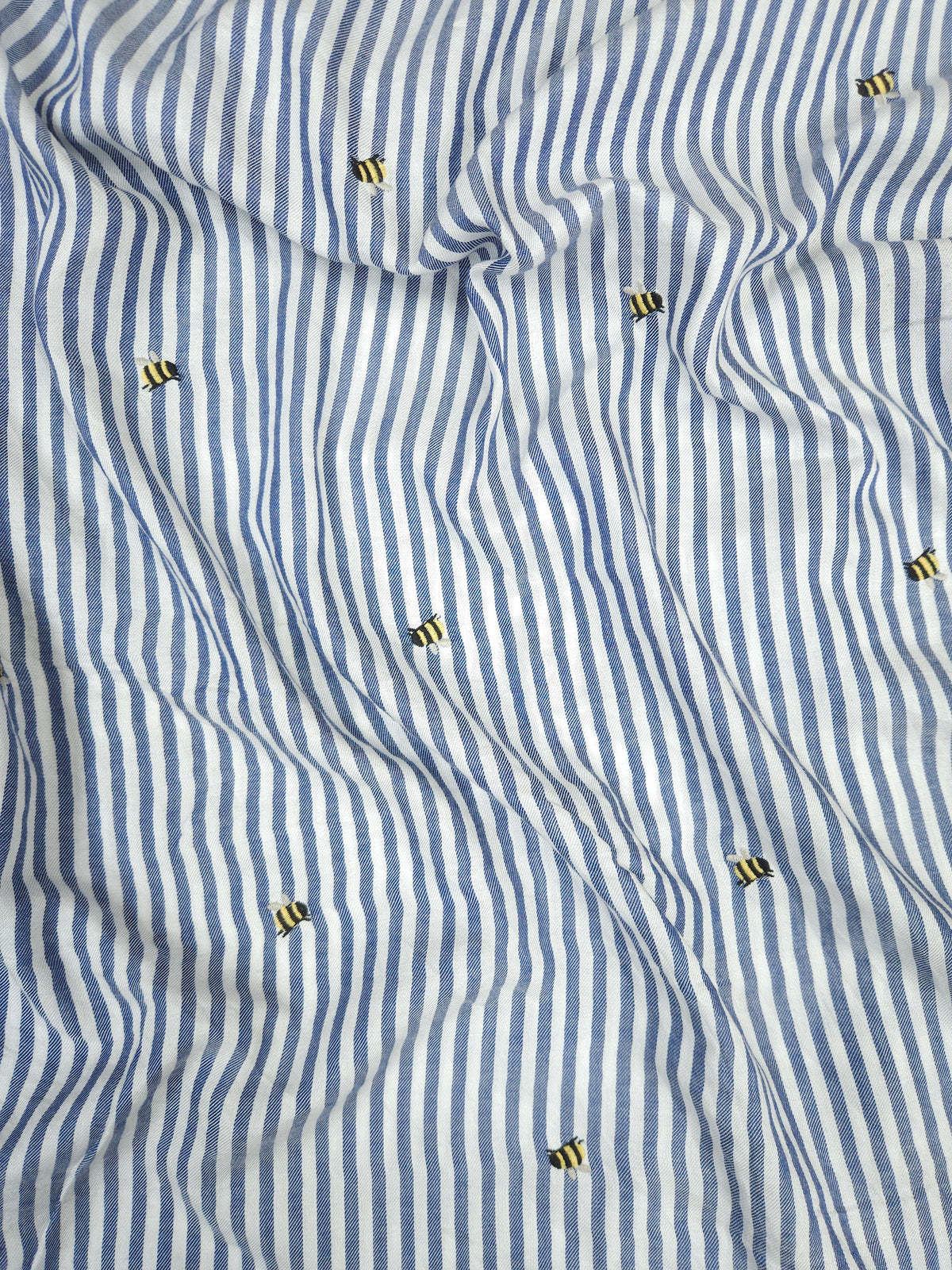 Blue Stripe  Schiffli Embroidered Cotton Fabric