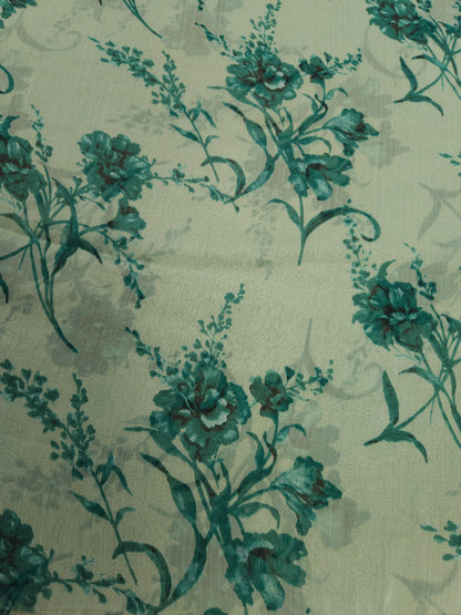 Sea Green Glace Cotton Silk Suit Set with Chiffon Dupatta