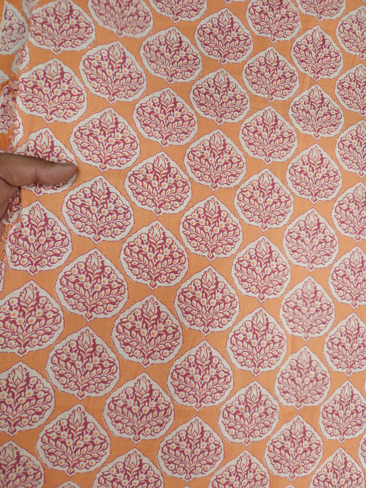 Peach Buta Printed Cotton Fabric – 60 Inch Width